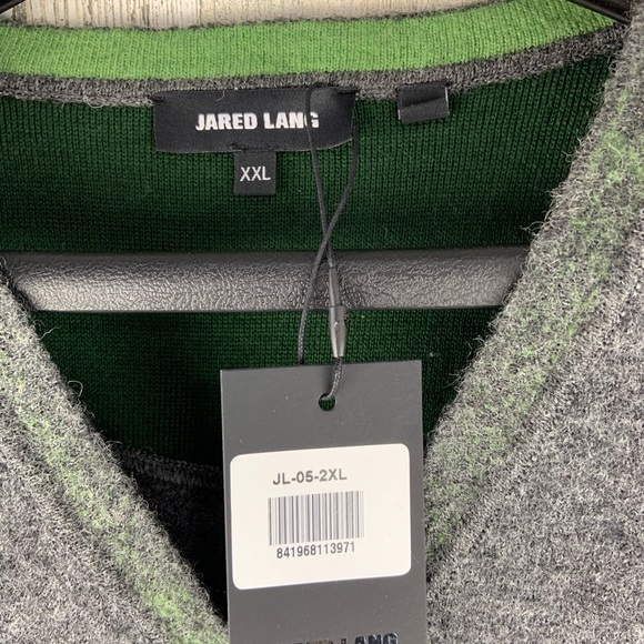 JARED LANG Grey Green NEW V-Neck Sweater XXL - Picture 2 of 5